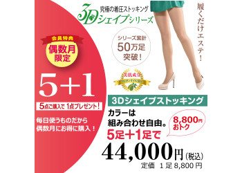 【偶数月限定】3Dシェイプストッキング　5足セット(プラス1足プレゼント)