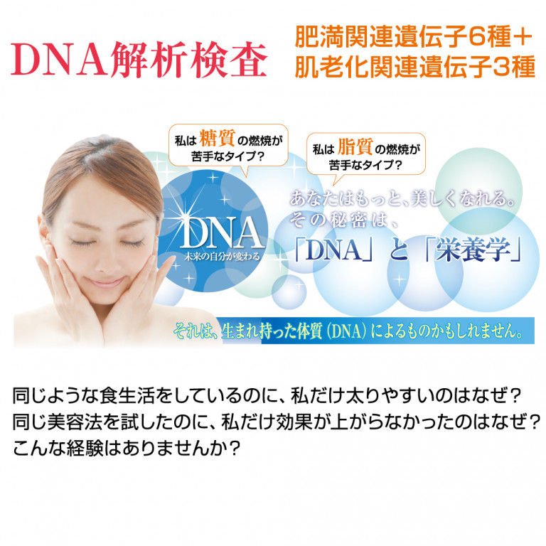DNA解析検査　肥満関連遺伝子6種＋肌老化関連遺伝子3種