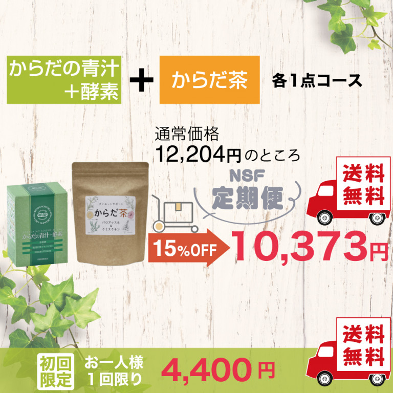 定期便　からだの青汁+酵素 1箱＆からだ茶1袋コース